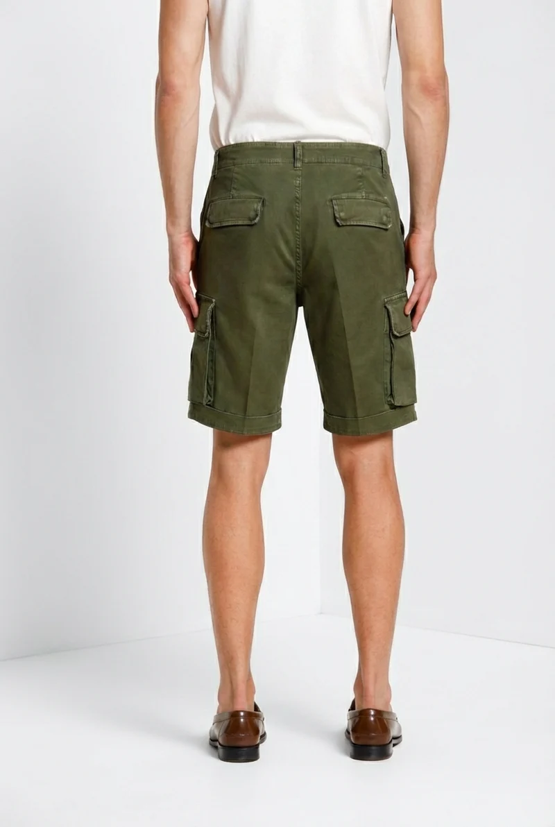 Chile bermuda cargo homme en satin stretch slim fit ①