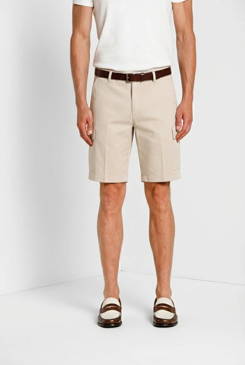 Chile bermuda cargo homme en satin stretch slim fit ①