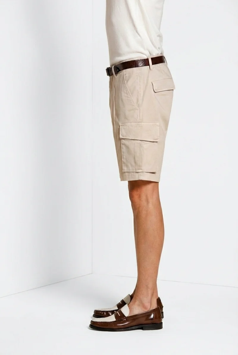 Chile bermuda cargo homme en satin stretch slim fit ①
