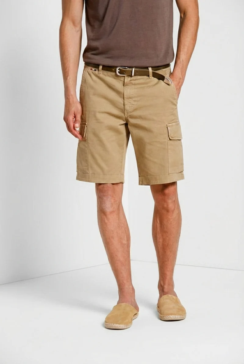 Chile bermuda cargo homme en satin stretch slim fit ①