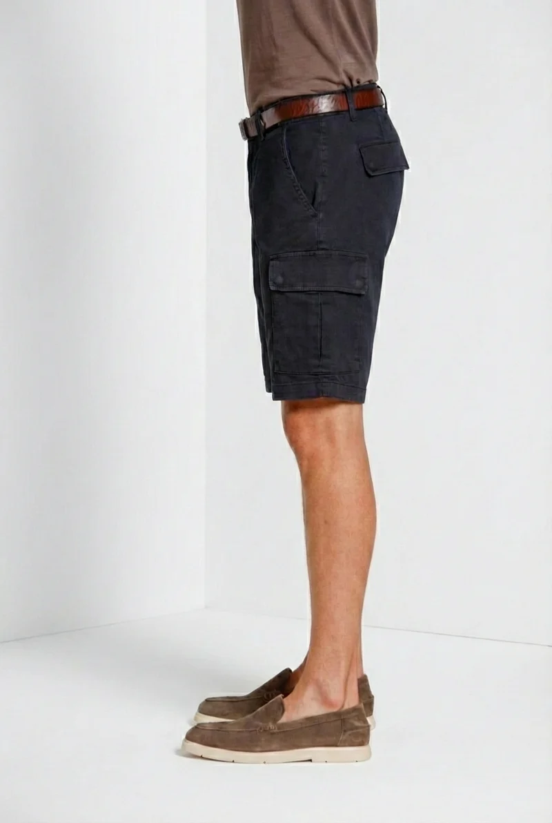 Chile bermuda cargo homme en satin stretch slim fit ①