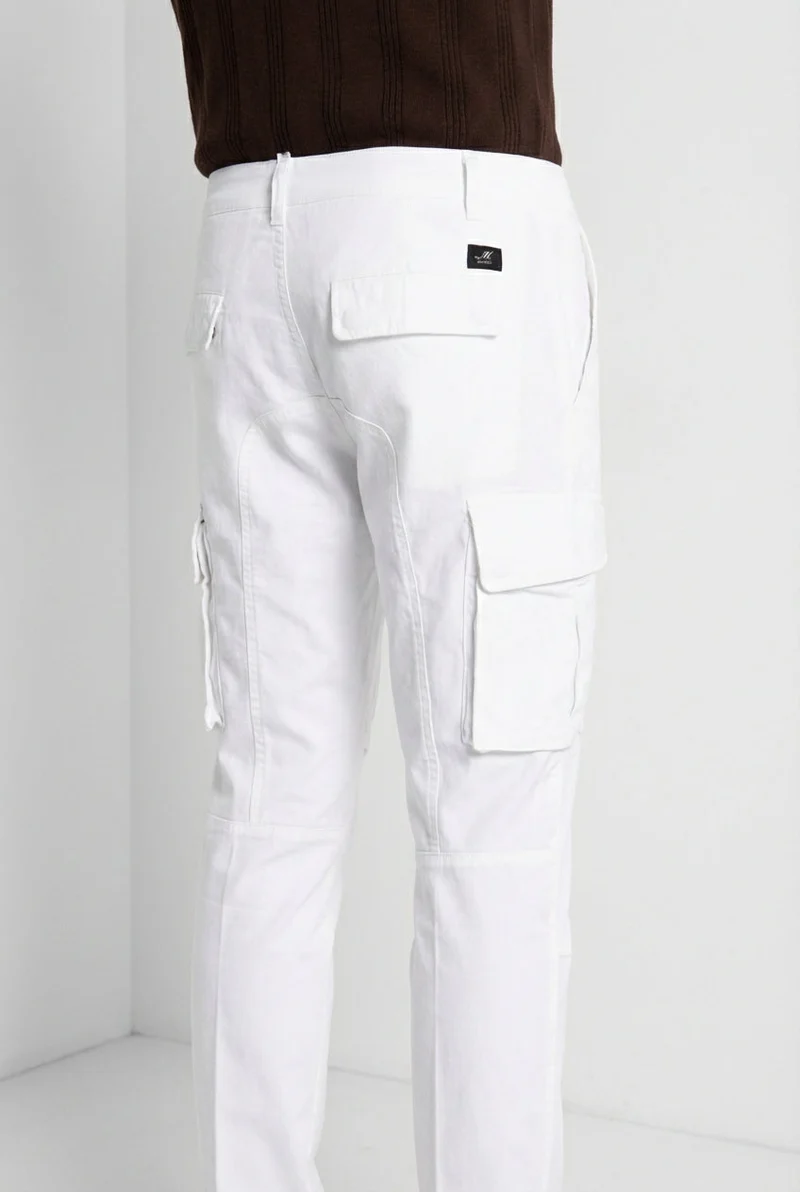 Chile pantalon cargo homme en satin stretch extra slim fit ①