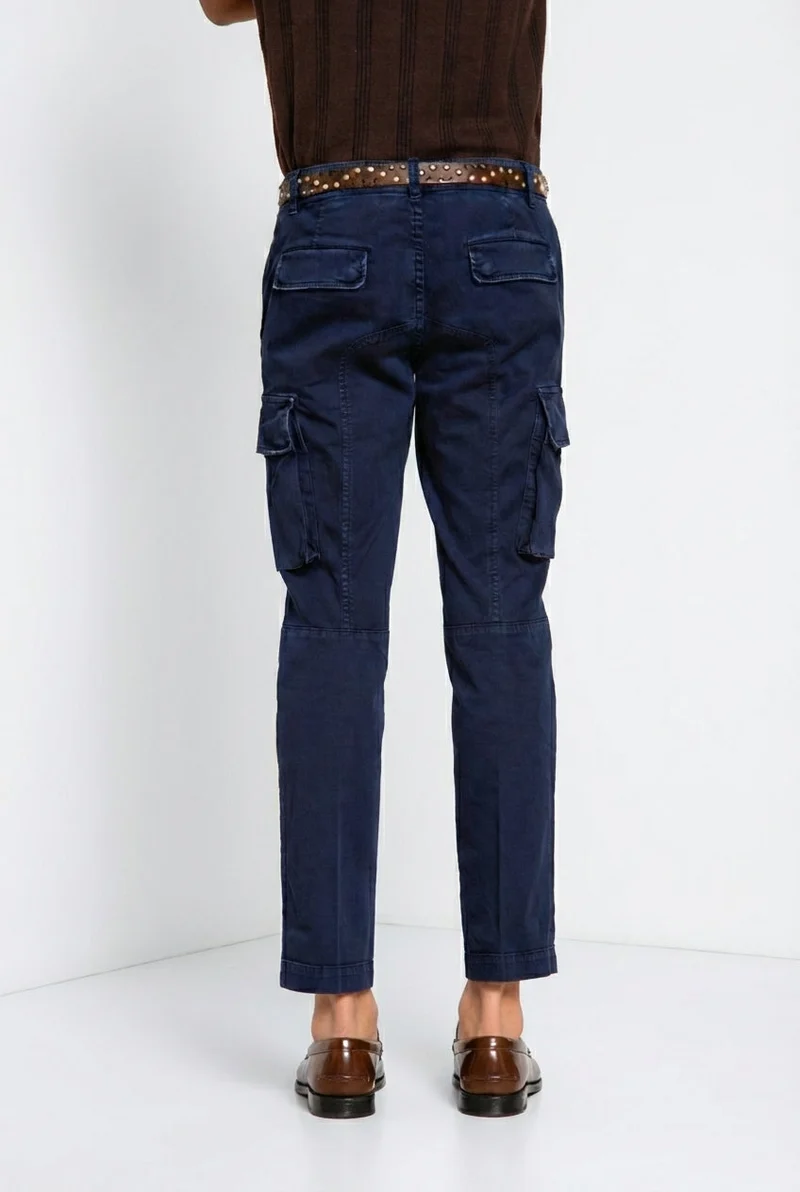 Chile pantalon cargo homme en satin stretch extra slim fit ①