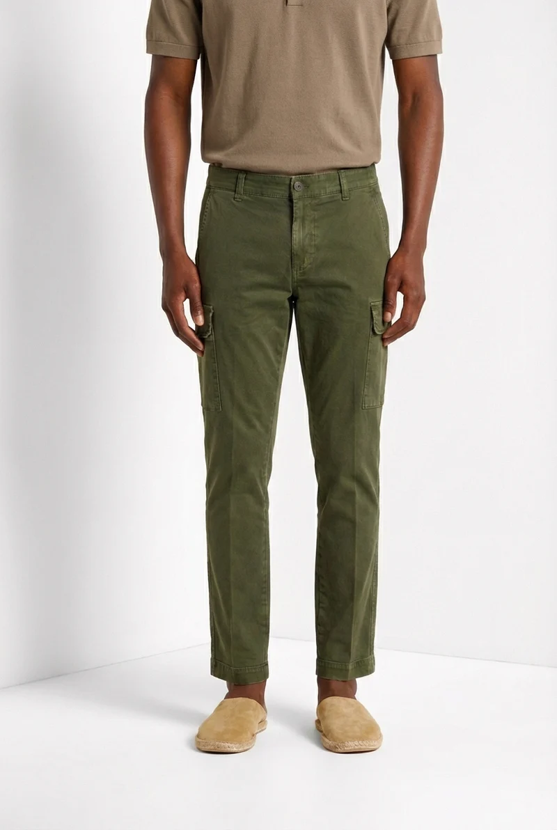 Chile pantalon cargo homme en satin stretch extra slim fit ①