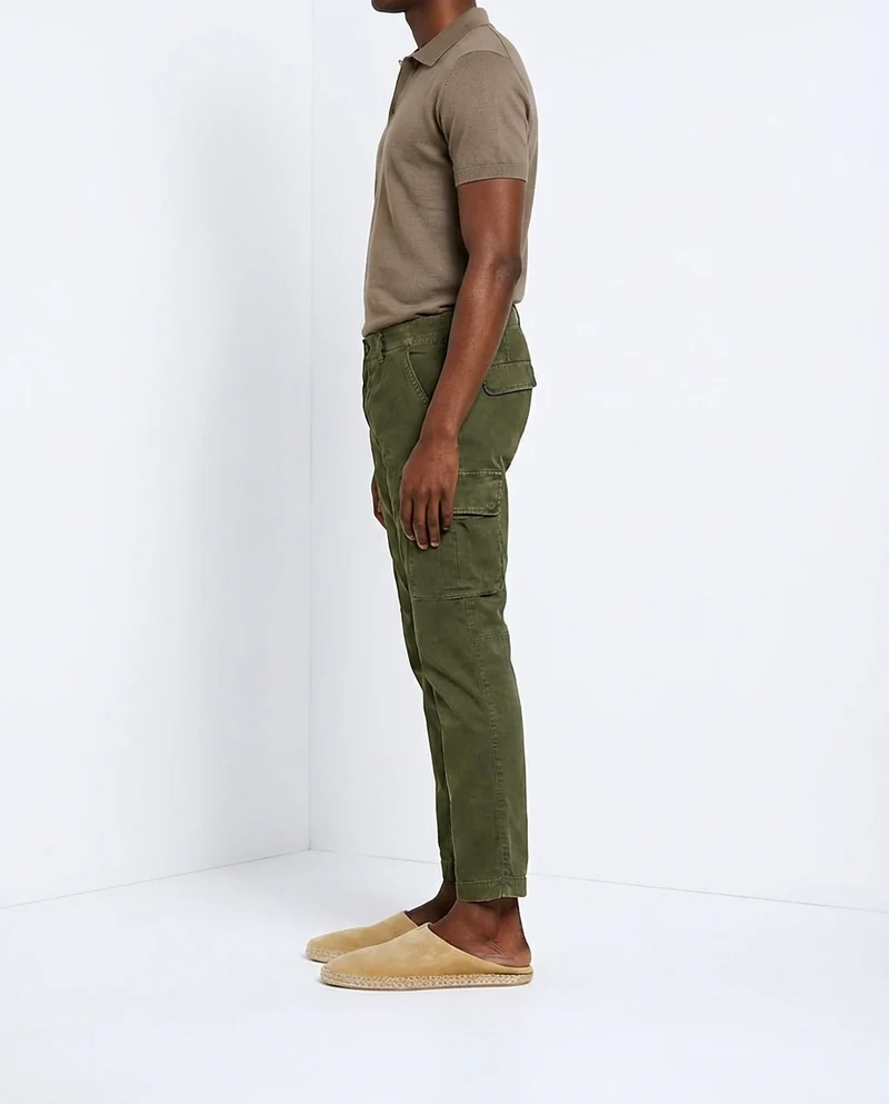 Chile pantalon cargo homme en satin stretch extra slim fit ①