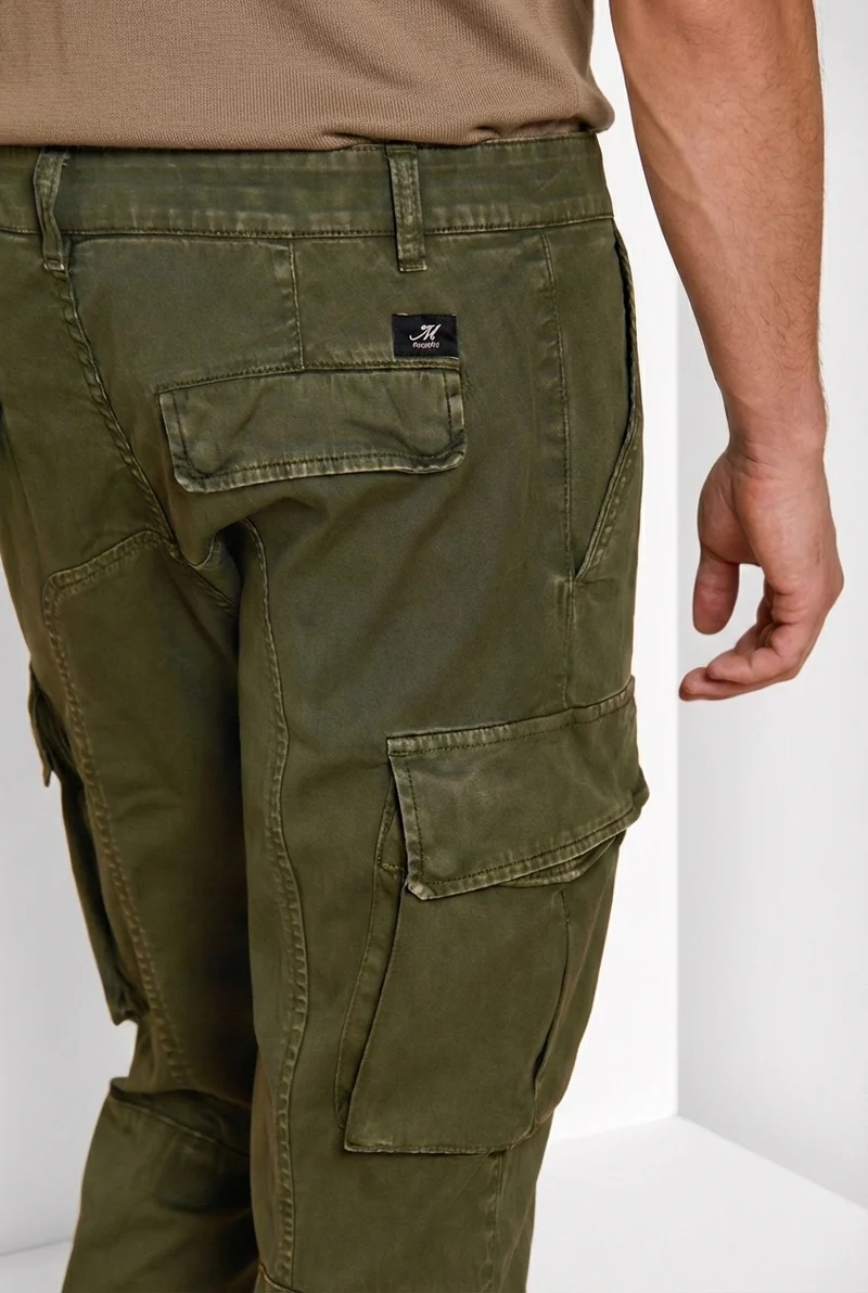 Chile pantalon cargo homme en satin stretch extra slim fit ①