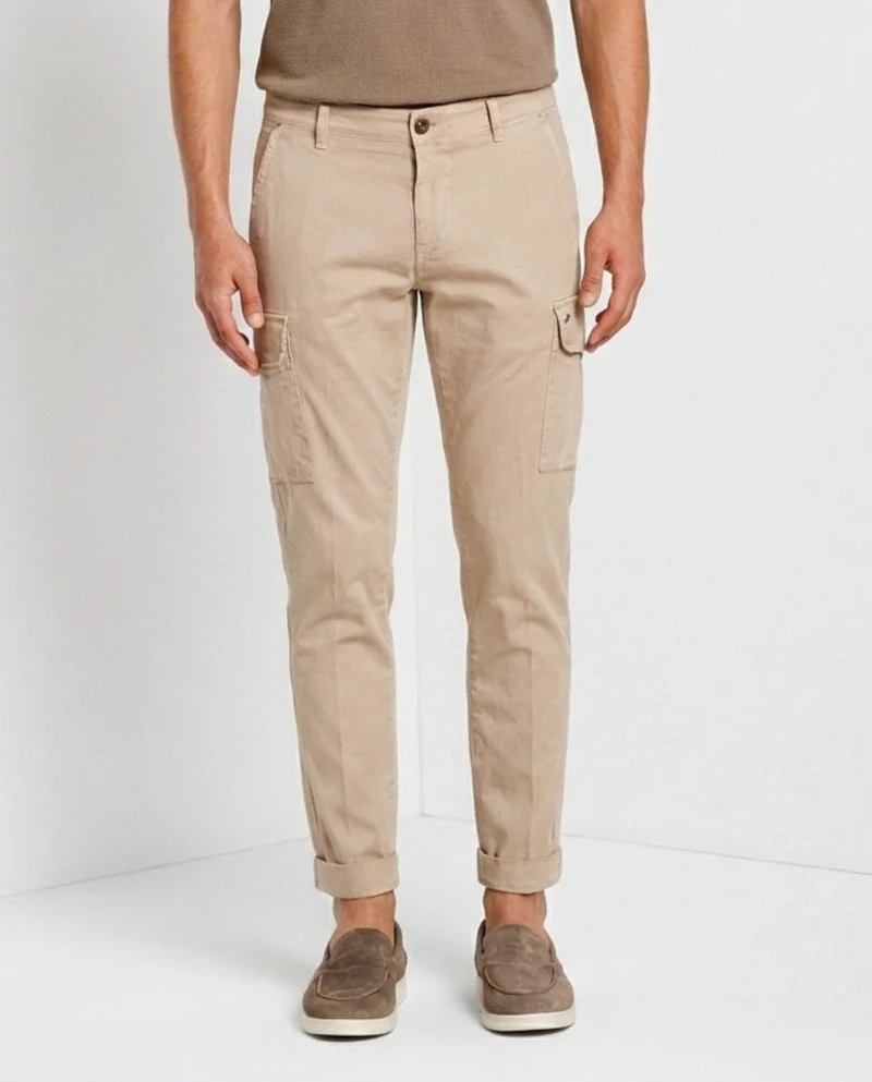 Chile pantalon cargo homme en satin stretch extra slim fit ①