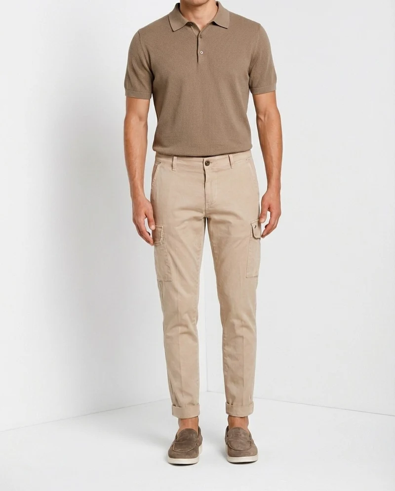 Chile pantalon cargo homme en satin stretch extra slim fit ①