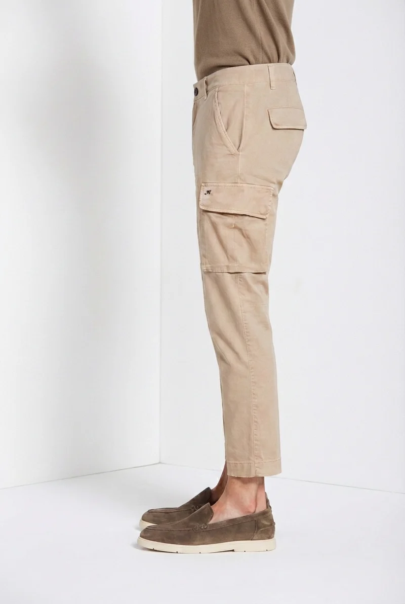 Chile pantalon cargo homme en satin stretch extra slim fit ①