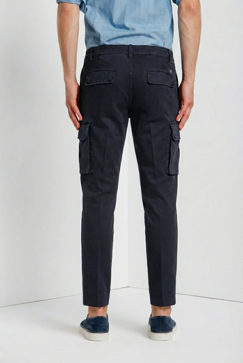 Chile pantalon cargo homme en satin stretch extra slim fit ①