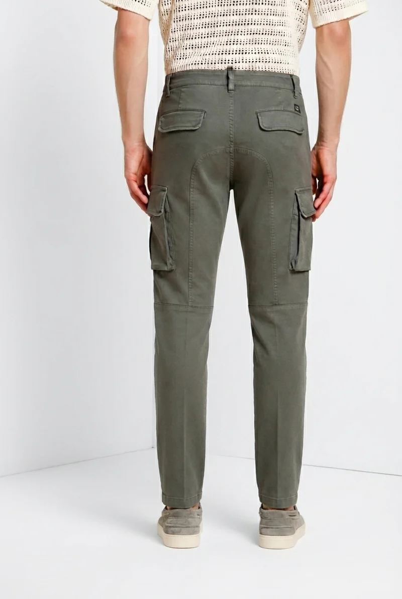 Chile pantalon cargo homme en satin stretch extra slim fit ①