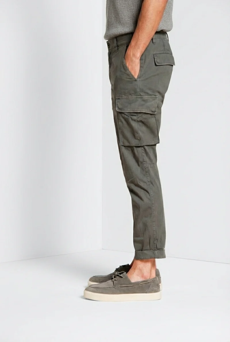 Chile pantalon cargo homme en satin stretch extra slim fit ①