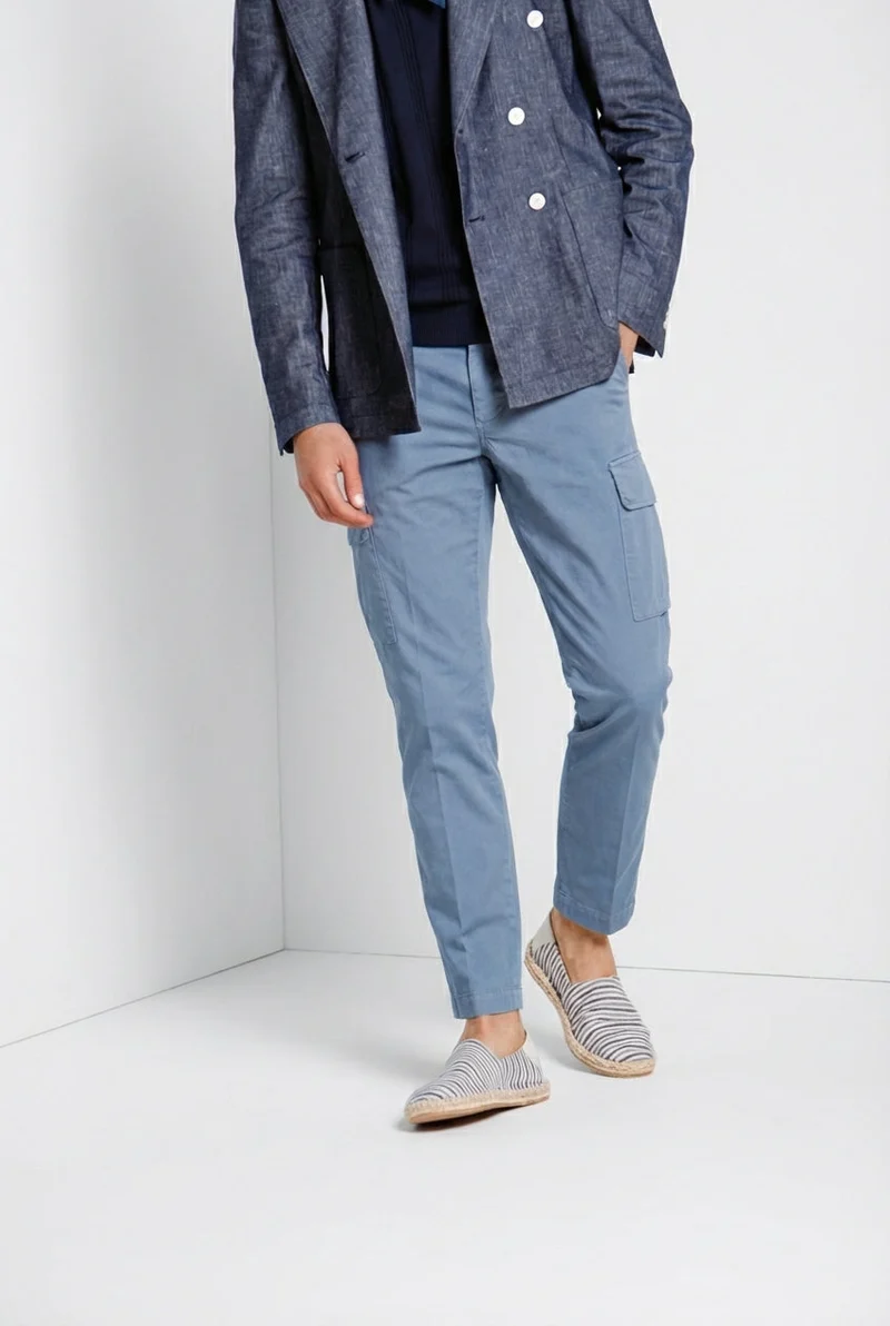 Chile pantalon cargo homme en satin stretch extra slim fit ①