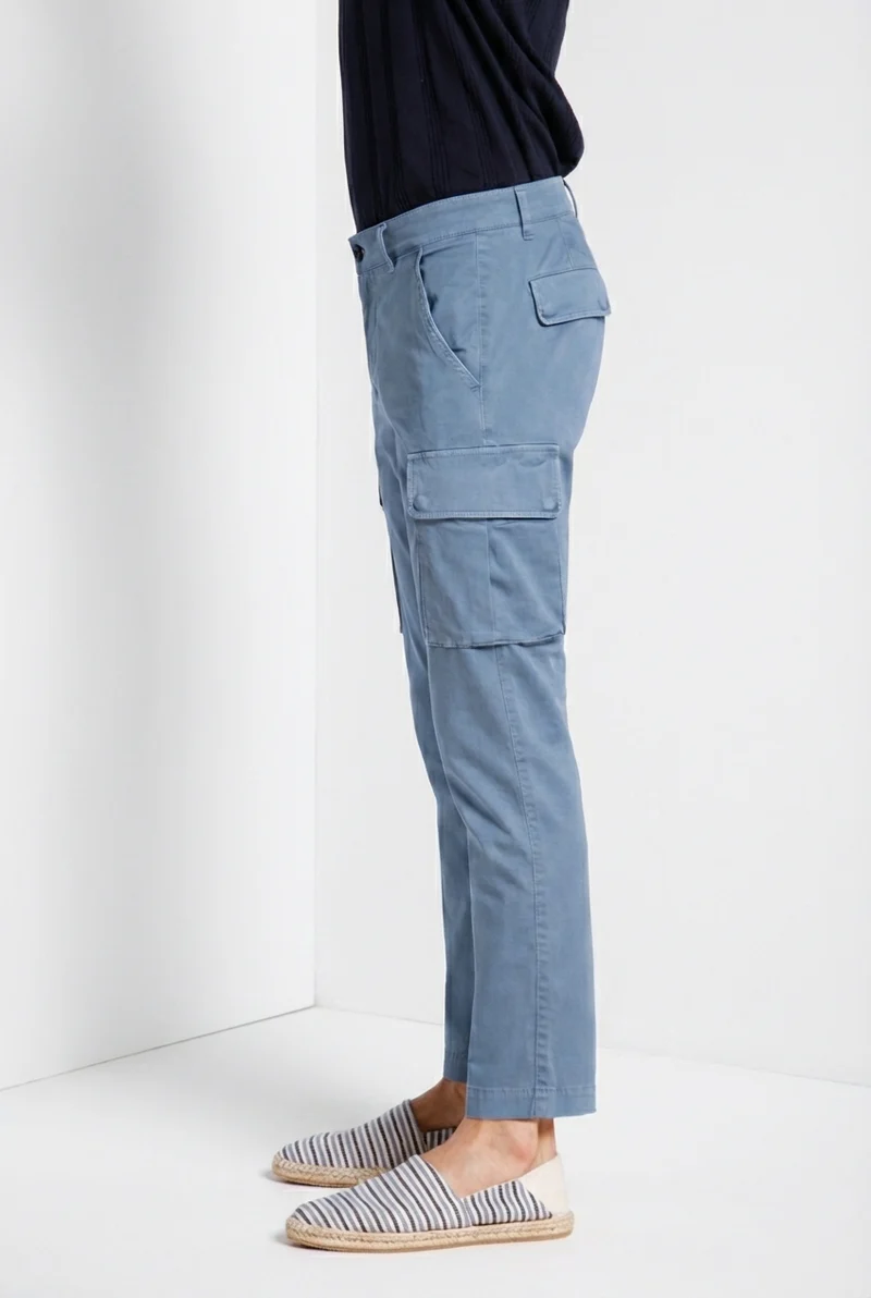 Chile pantalon cargo homme en satin stretch extra slim fit ①