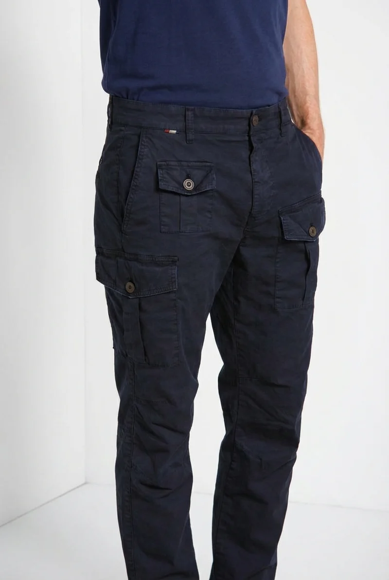 George Coolpocket pantalon cargo homme en twill léger stretch Logo Edition carrot fit ①