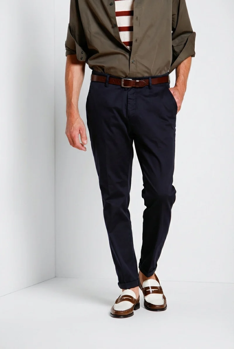 Osaka pantalon chino homme en tricotine fine de coton et lyocell carrot fit