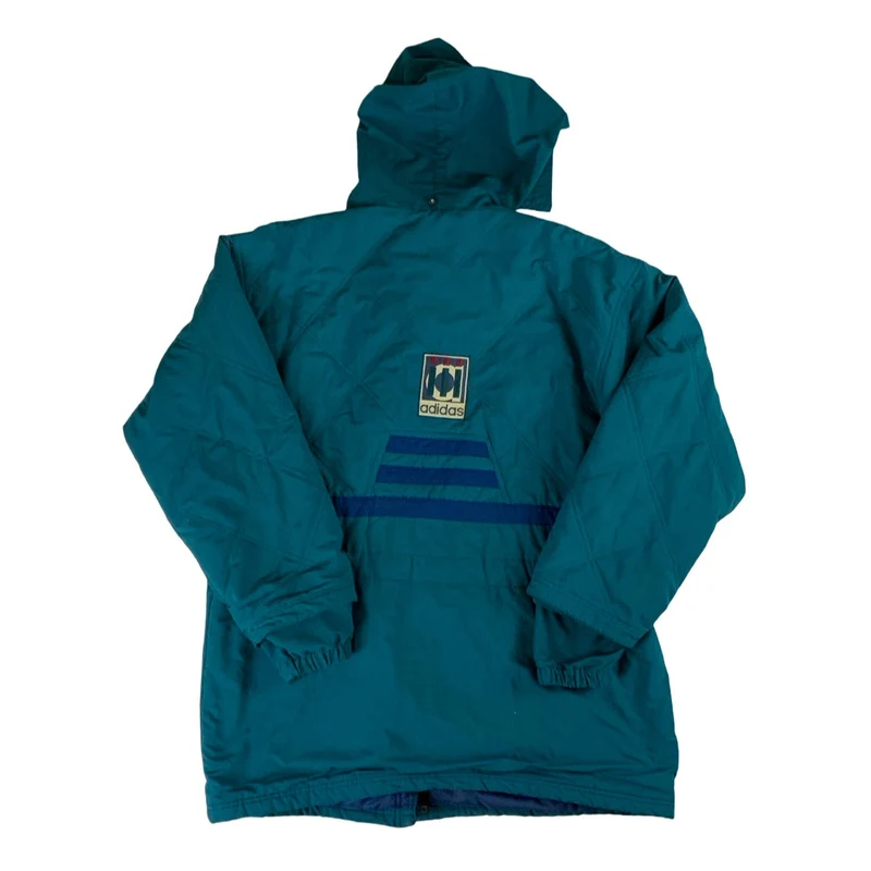 Vintage 1990s Adidas Green Hooded Long Parka XXL