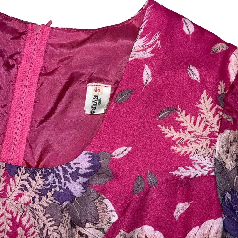 Vintage 70s 80s ‘Trevira’ Pink White Purple Floral Aline Layered Swing Dress 14