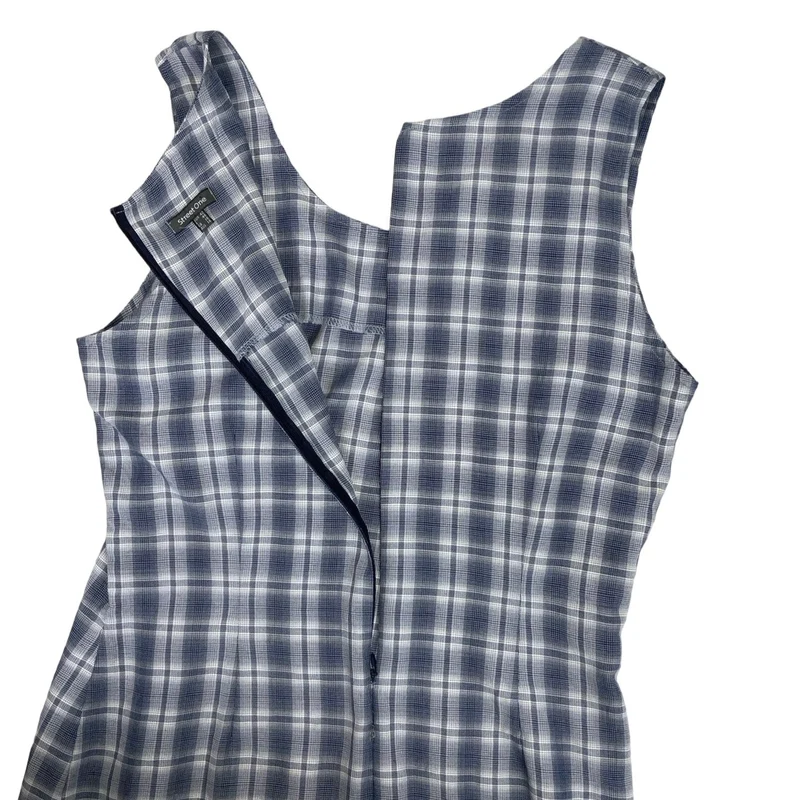 Vintage 90s ‘Street One’ Blue White Checked Sleeveless Maxi Dress 12 14