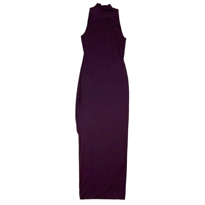 Vintage 90s ‘Kookai’ High Neck Burgundy Maxi Dress XS 4 6