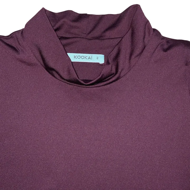Vintage 90s ‘Kookai’ High Neck Burgundy Maxi Dress XS 4 6