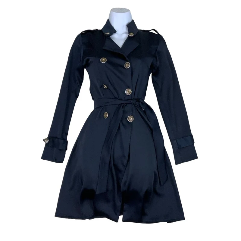 Vintage 90s Navy Blue Military Style Mini Day Dress XS 6