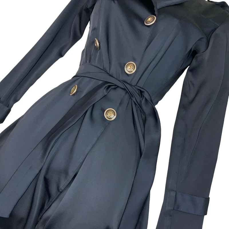 Vintage 90s Navy Blue Military Style Mini Day Dress XS 6