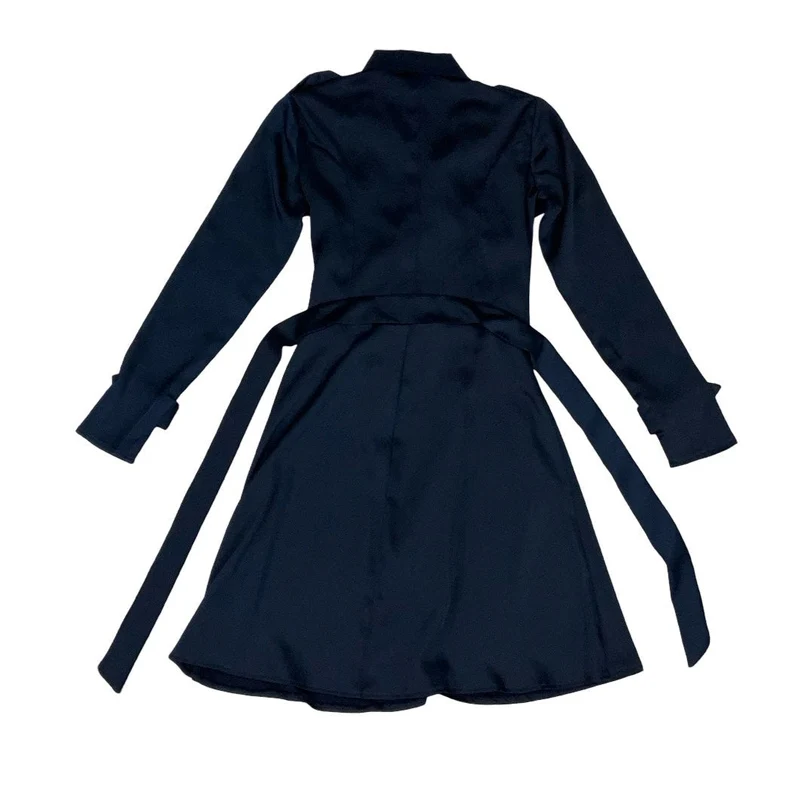 Vintage 90s Navy Blue Military Style Mini Day Dress XS 6