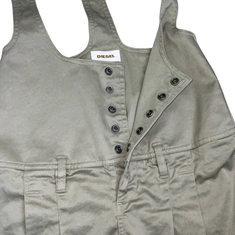 Vintage ‘Diesel’ Beige Denim Dungaree Pinafore Mini Dress 8 10
