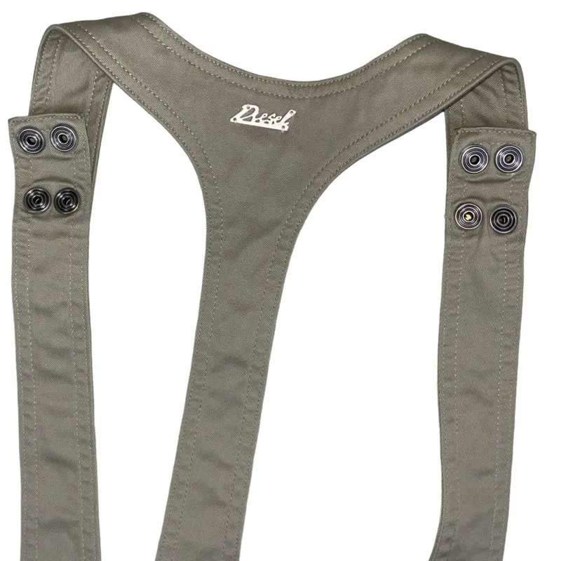 Vintage ‘Diesel’ Beige Denim Dungaree Pinafore Mini Dress 8 10
