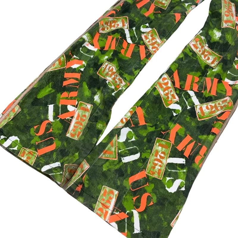 Vintage ‘E&L Jeans’ High Waisted Green Orange White ‘1263 Army’ Flared Jeans 8 10