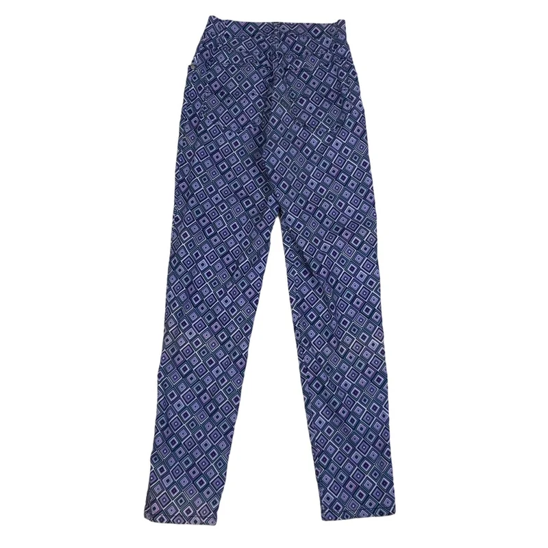 Vintage 70s ‘Wild Jeans’ Purple Blue White Geometric Psychedelic Straight Leg Jeans XS 4 6