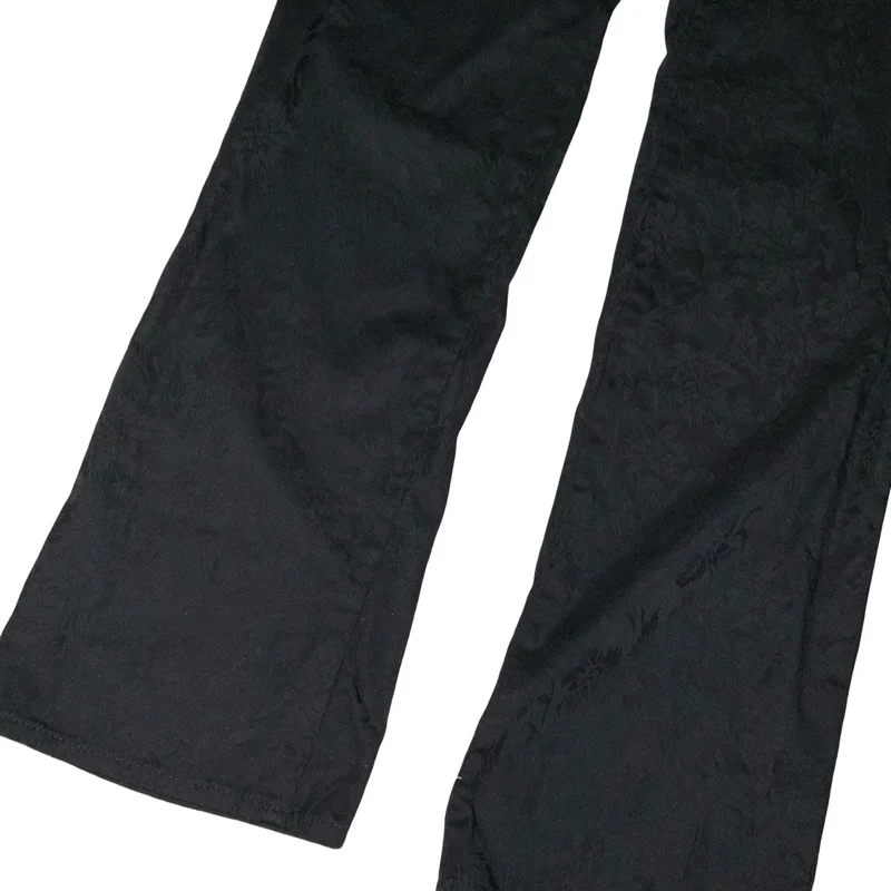 Vintage 70s ‘Golf & Golf’ High Waisted Black Paisley Botanical Gothic Flared Trousers 8 10