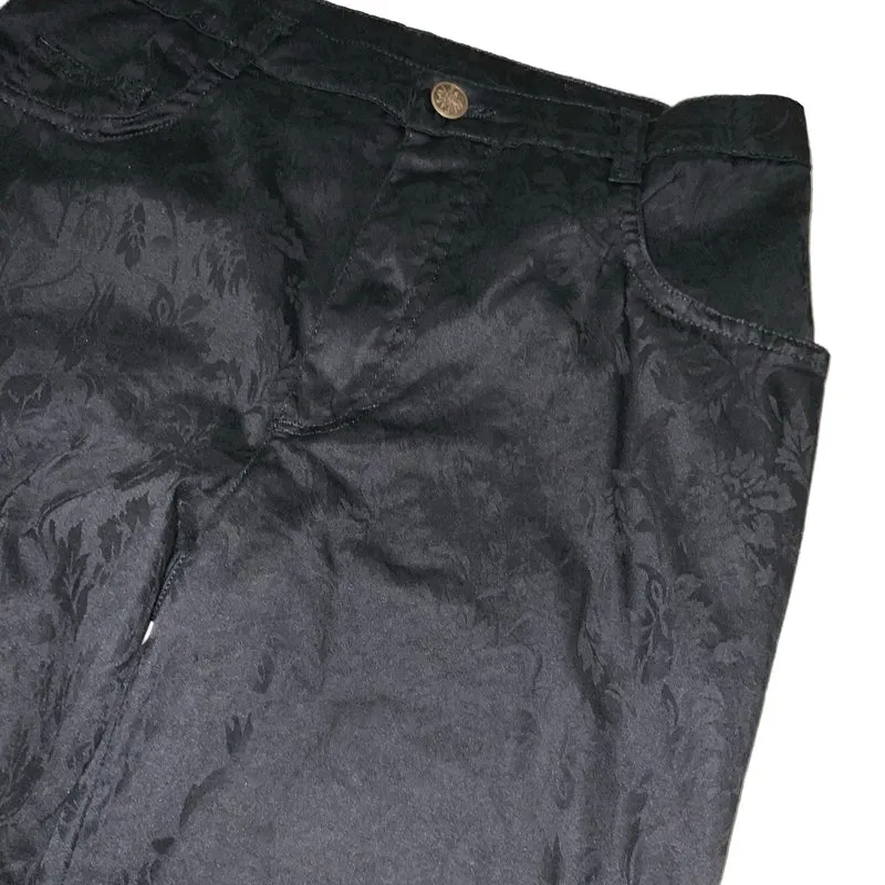 Vintage 70s ‘Golf & Golf’ High Waisted Black Paisley Botanical Gothic Flared Trousers 8 10