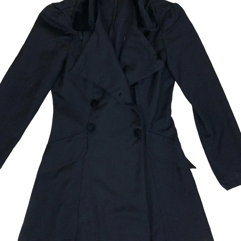 Vintage Black Double Breasted Gothic Wool Duster Blazer Coat 8 10 XS S