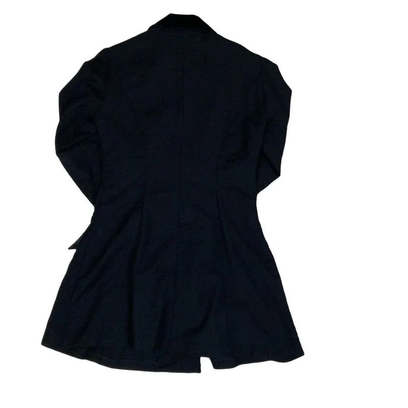 Vintage Black Double Breasted Gothic Wool Duster Blazer Coat 8 10 XS S