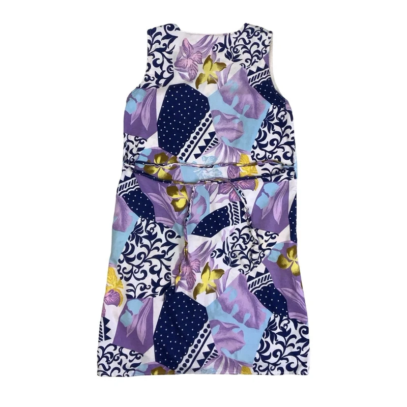 Vintage 90s y2k Pink Purple Blue Gold White Sleeveless Midi Dress 12 14