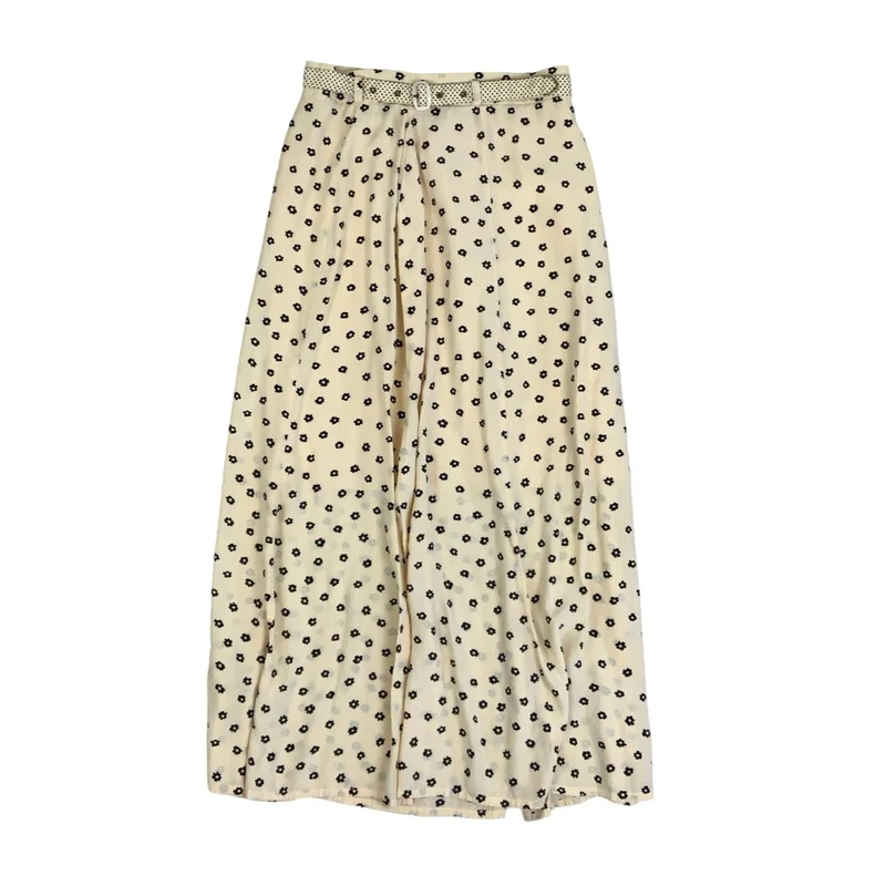Vintage 90s ‘Betty Barclay’ Cream Black Floral Midi Skirt 8 10