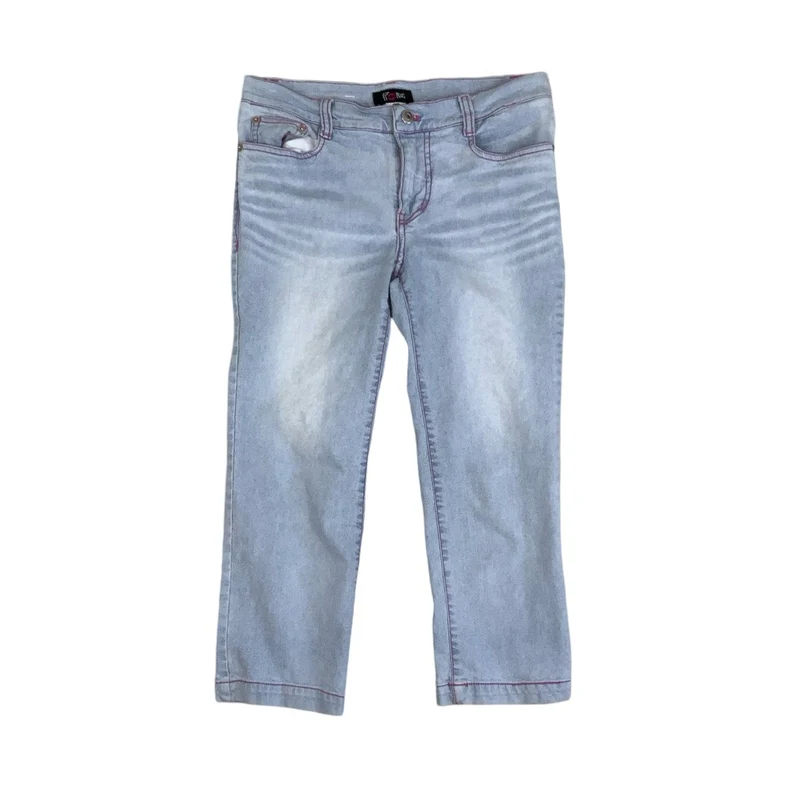 Vintage 90s Y2k ‘Fiorucci’ Light Blue Denim 3/4 Skinny Cropped Jeans 10 12