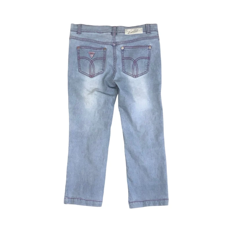 Vintage 90s Y2k ‘Fiorucci’ Light Blue Denim 3/4 Skinny Cropped Jeans 10 12