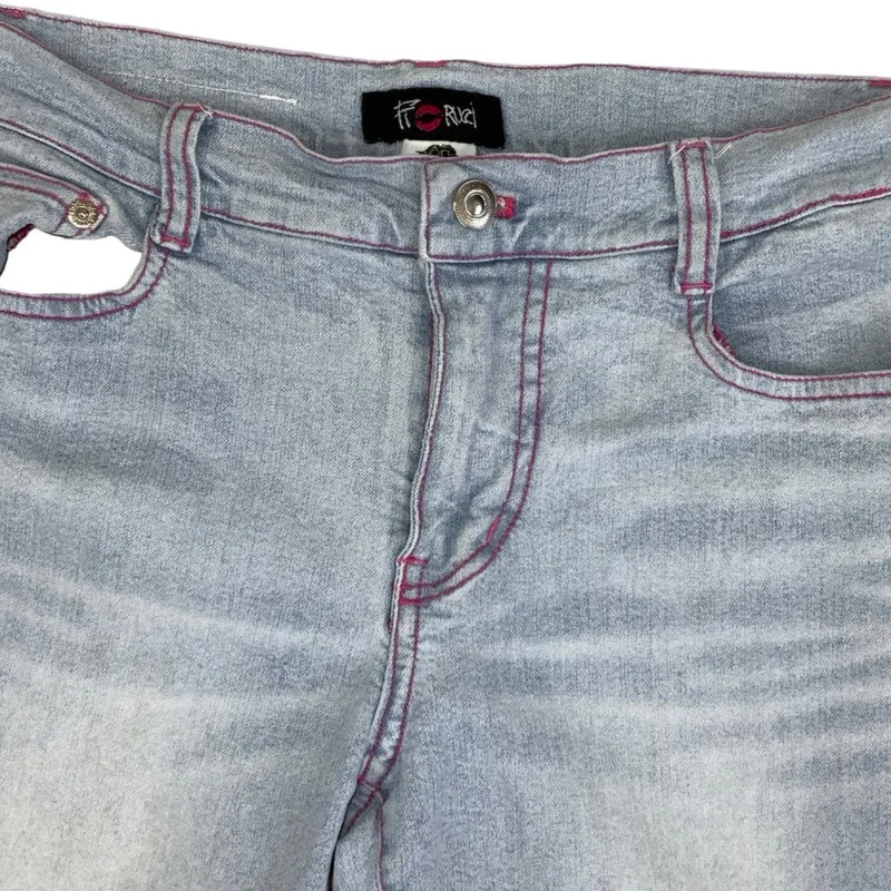 Vintage 90s Y2k ‘Fiorucci’ Light Blue Denim 3/4 Skinny Cropped Jeans 10 12
