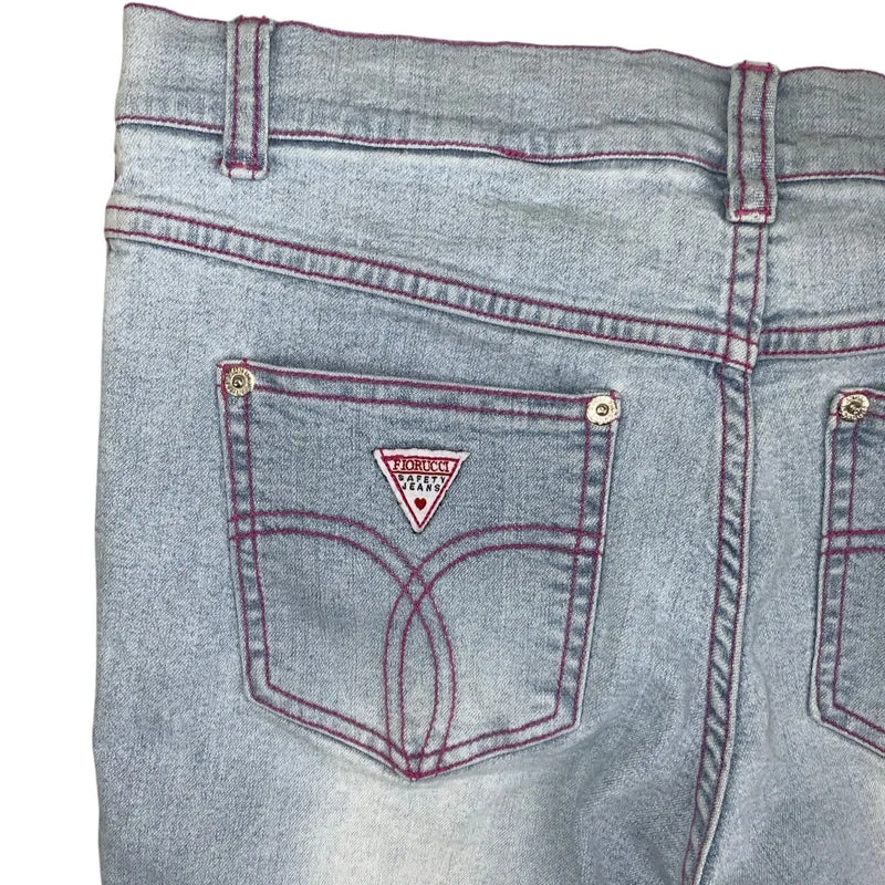 Vintage 90s Y2k ‘Fiorucci’ Light Blue Denim 3/4 Skinny Cropped Jeans 10 12