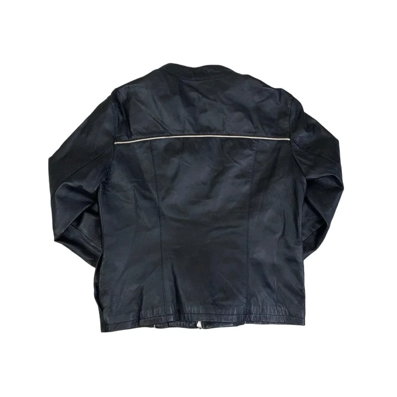 Vintage 90s Womens Pelle Black Leather Biker Jacket 18-10 S