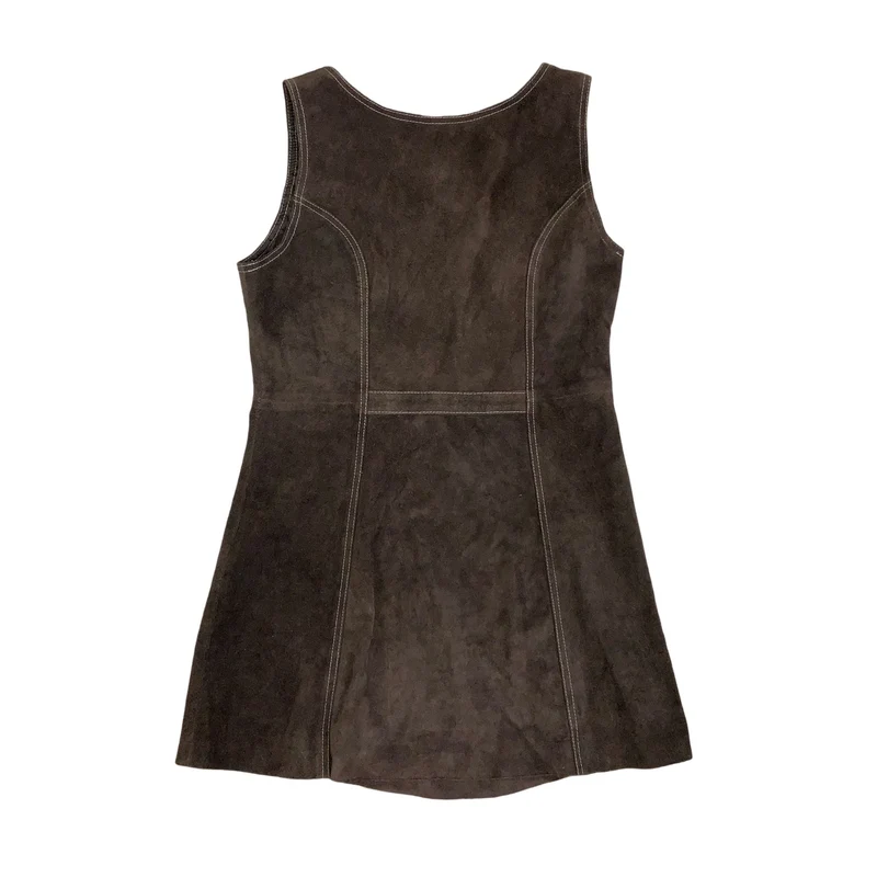 90s Y2K ‘Rocky’ Original Wear Brown Suede Sleeveless Mini Dress 10 12