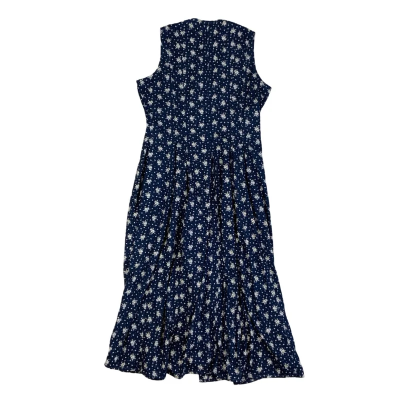 Vintage 90s Y2k ‘H&M Hennes’ Blue White Floral Sleeveless Summer Maxi Dress 12 14 16