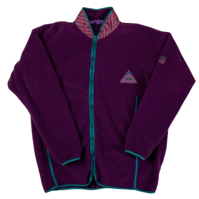 Vintage 90s Helly Hansen Purple Outdoor Fleece Zip Up Jacket L XL