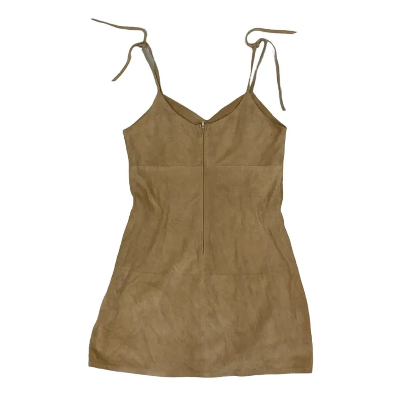 Vintage 90s Y2k ‘Air Boat’ Beige Suede Strappy Mini Dress 10 12