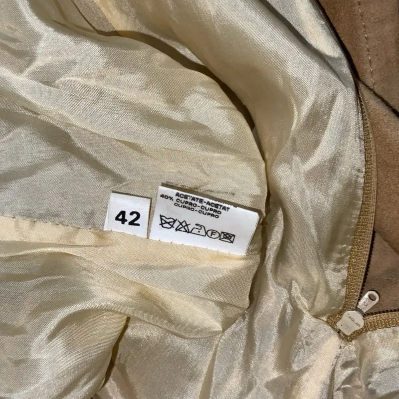 Vintage 90s Y2k ‘Air Boat’ Beige Suede Strappy Mini Dress 10 12