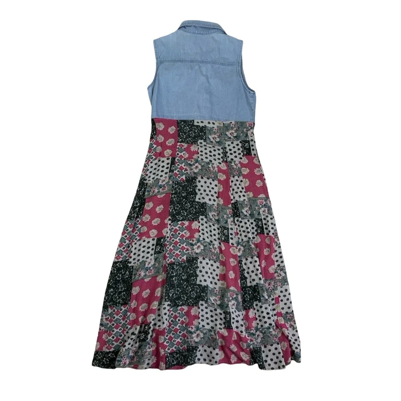 Vintage 90s Y2K ‘Lela Collection’ Patchwork Floral Midi Sleeveless Summer Shirt