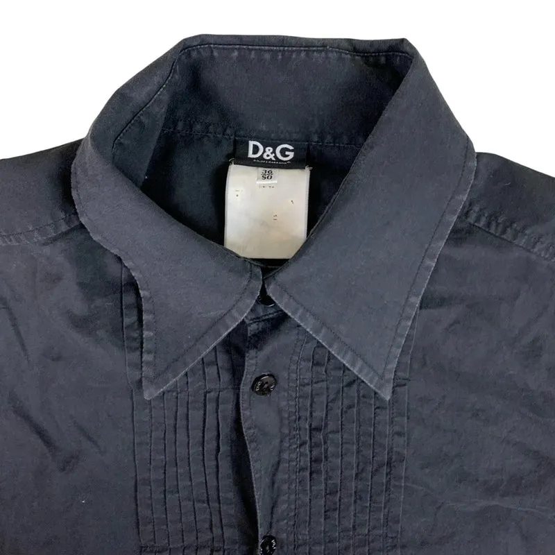 D&G Black Vintage Pleated Formal Occasion Shirt S M